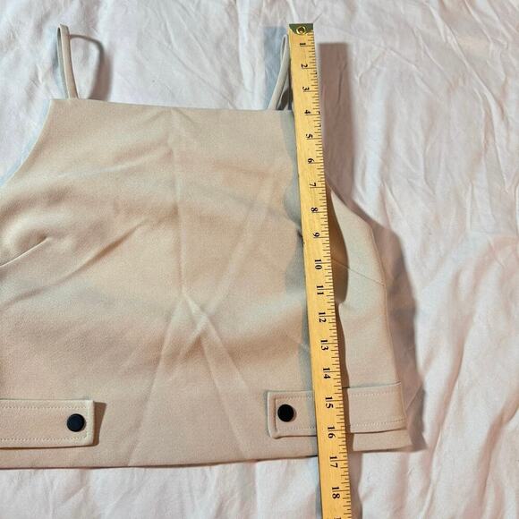 Topshop Women's sz 2 Tan Beige Crop Tank Sleeveless Button Detail Zip Back - Picture 10 of 10